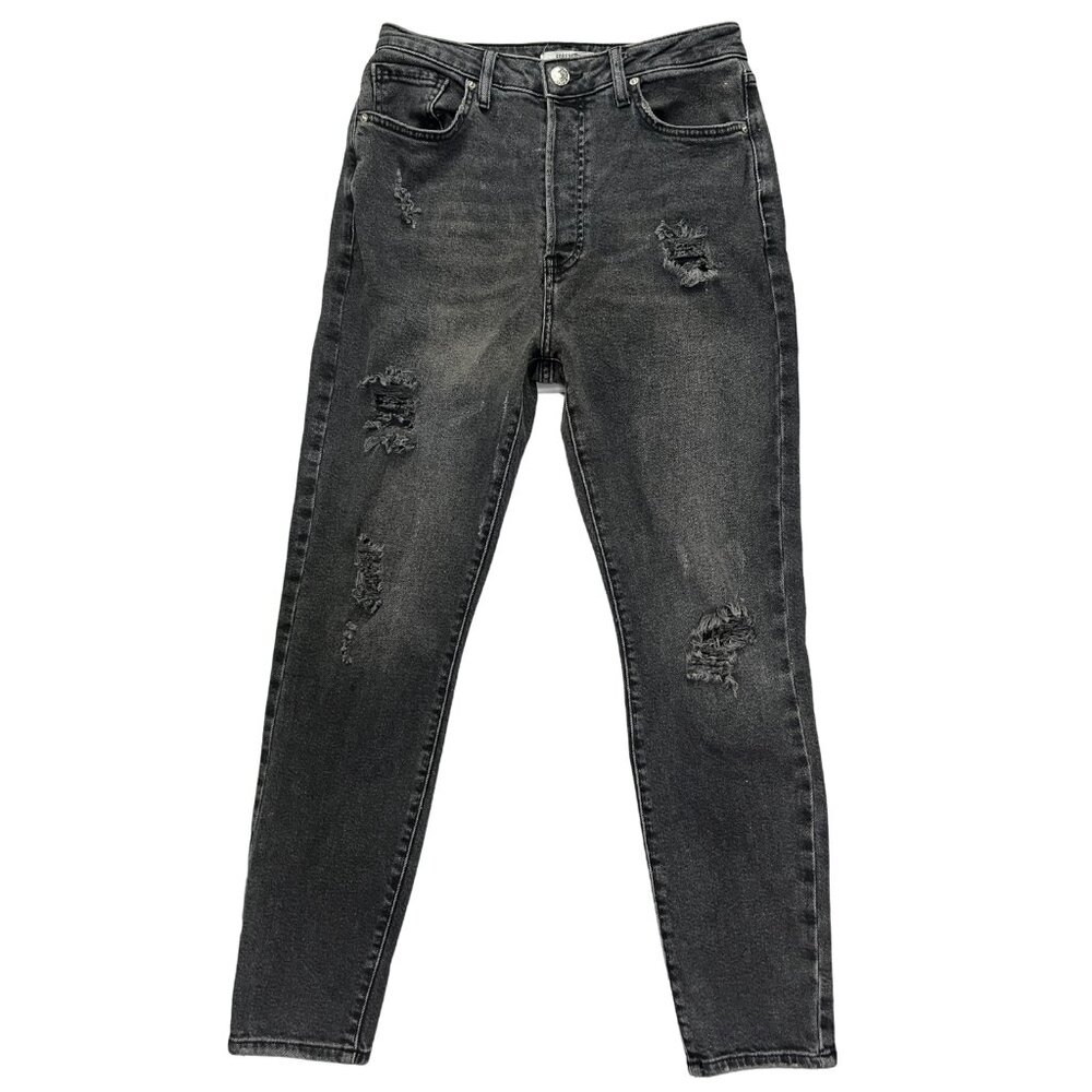 Forever 21 Women’s Black Distressed Skinny Jeans Size 30 High Rise Ripped Denim